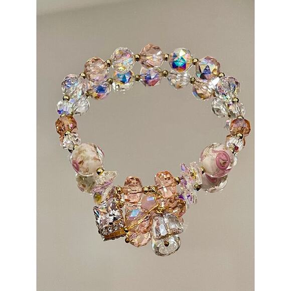 Pink Swarovski Beaded Charm Bracelet - Picture 1 of 16